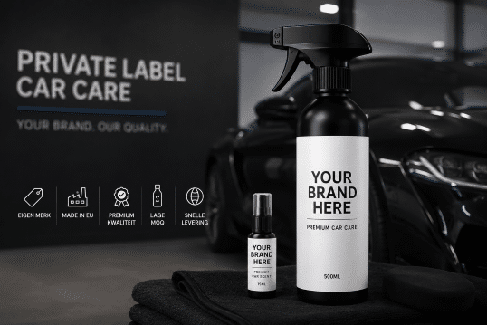 Eigen merk autopoetsmiddelen met private label car care producten en auto parfum spray onder eigen label.