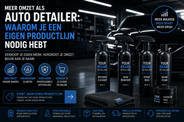 Auto detailer die een professionele private label car care productlijn onder eigen merk verkoopt om meer omzet en klantbinding te realiseren.