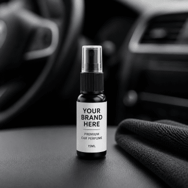 Private label auto parfum spray 15 ml onder eigen merk voor webshops, garages, dealers en automotive bedrijven.
